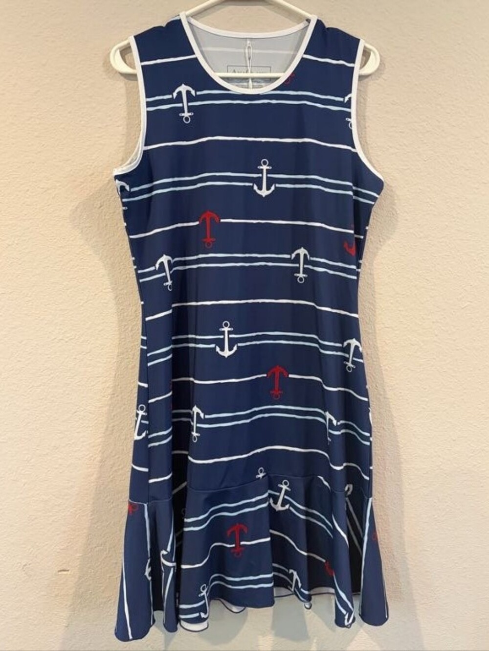 NEW Ana Clare Womens Classic Red White Blue Sailor Anchor MJ Active Dress Size M